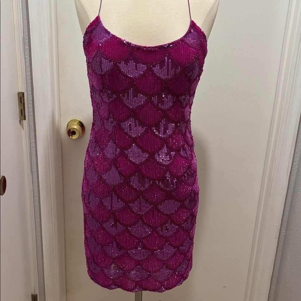 Aidan Mattox Fuchsia Sequin Mini Dress